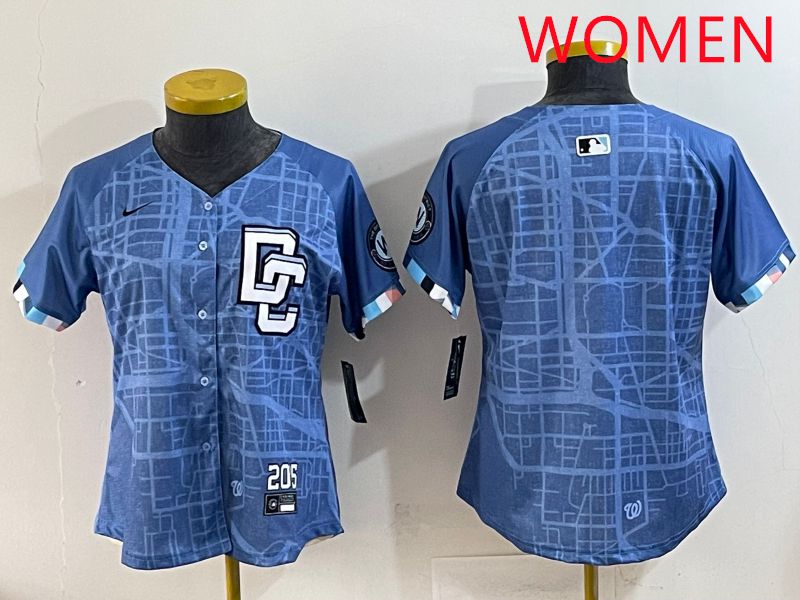 Women Washington Nationals Blank Blue Joint Name 2025 Nike MLB Jersey style 1